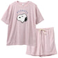 スヌーピー 夏 パジャマ レディース 半袖 ショートパンツ 大人 パイル生地 M L LL snoopy ピーナッツ peanuts 短パン 部屋着 服 ルームウェア ホームウェア セットアップ 春 かわいい 可愛い おしゃれ 母の日 プレゼント ギフト