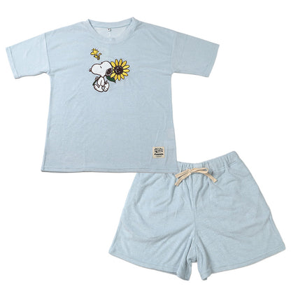 スヌーピー 夏 パジャマ レディース 半袖 ショートパンツ 大人 パイル生地 M L LL snoopy ピーナッツ peanuts 短パン 部屋着 服 ルームウェア ホームウェア セットアップ 春 かわいい 可愛い おしゃれ 母の日 プレゼント ギフト