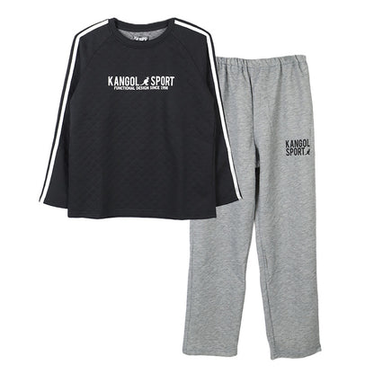 キルト パジャマ 男の子 子供 冬 キッズ ジュニア スウェット 上下セット 130 140 150 160 カンゴール kangol あったか 通学 スポーツ ボーイズ セットアップ カジュアル 黒 ブラック グレー ベージュ 部屋着 スポーティ