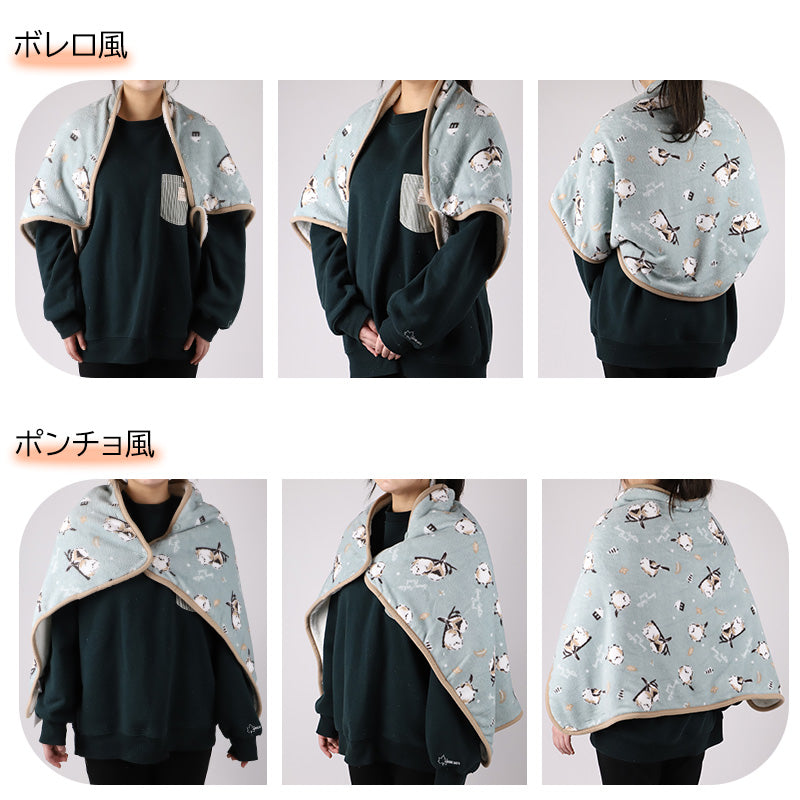 ふわもこ ブランケット ひざ掛け フリース 毛布 ポンチョ 肩掛け ボレロ スカート風 約70×100cm 防寒 軽量 柔らか あったか かわいい 使い分け 多機能 携帯用 コンパクト 巻きスカート ふわふわ もこもこ 冬 プレゼント ギフト ボーダー 小鳥 雪だるま ノルディック