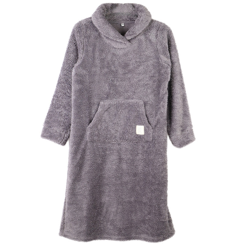 ボア ワンピース レディース あったか パジャマ もこもこ かわいい あったかい ルームウェア レディース 冬 部屋着 M L LL 冬用 マフポケット 長袖 可愛い おしゃれ ふわふわ ナイトウェア パジャマ 冬 冬服 防寒 ヘチマ襟 ルームワンピース 大人 シンプル ボーダー