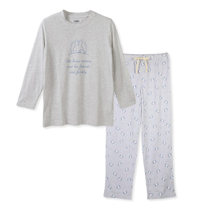 ミッフィー レディース パジャマ 長袖 薄手 セットアップ 上下セット M L LL 部屋着 ルームウェア 秋 春 miffy かわいい キャラクター グッズ 服 大人女子 リラックス おしゃれ 天竺 トップス ボトムス ゴム 母の日 プレゼント ギフト (在庫限り)