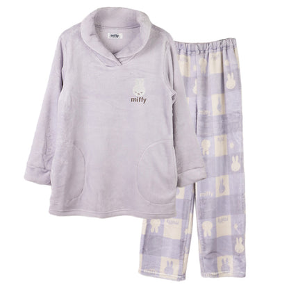ミッフィー レディース パジャマ セットアップ 上下セット M L LL ふわもこ miffy 部屋着 ルームウェア ふわふわ もこもこ 暖かい 防寒 あったか かわいい キャラクター 大人女子 おしゃれ トップス ボトムス 母の日 プレゼント ギフト