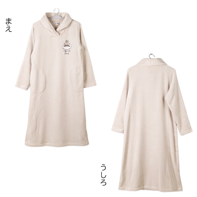 ミッフィー ワンピース レディース あったか パジャマ もこもこ かわいい あったかい ルームウェア M L LL ふわもこ miffy 部屋着 ふわふわ暖かい 防寒 キャラクター 大人女子 おしゃれ ルームワンピース ナイトウェア プレゼント ギフト 母の日