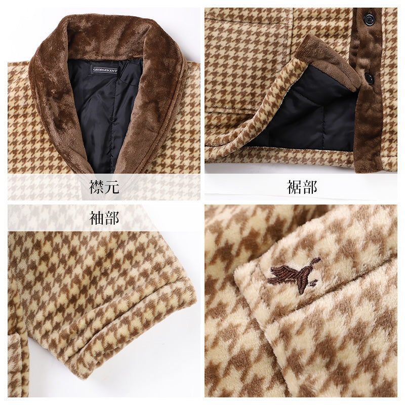 はんてん 半纏 メンズ 羽織 羽織り ふわもこ 冬 大人 暖かい 防寒 M L LL 冬用 ルームウェア あたたかい あったかい ガウン感 秋冬 あったか 防寒 ルームウェア 部屋着 羽織 千鳥柄 おしゃれ チャコールグレー ブラウン 中わた入り 軽量 GEORGE KENT 男性用 ギフト