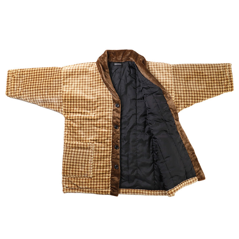 はんてん 半纏 メンズ 羽織 羽織り ふわもこ 冬 大人 暖かい 防寒 M L LL 冬用 ルームウェア あたたかい あったかい ガウン感 秋冬 あったか 防寒 ルームウェア 部屋着 羽織 千鳥柄 おしゃれ チャコールグレー ブラウン 中わた入り 軽量 GEORGE KENT 男性用 ギフト