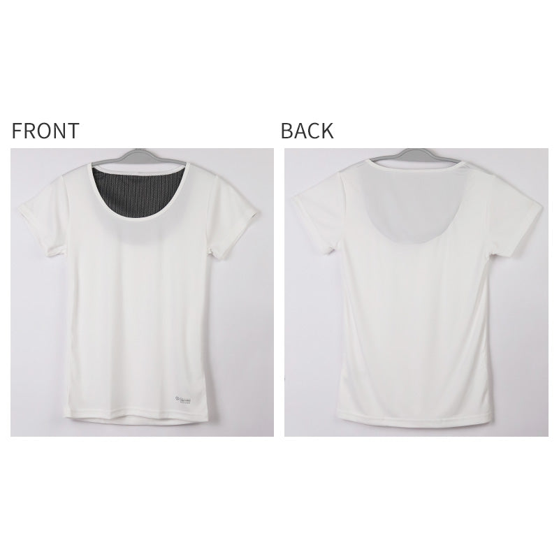 レディース インナー 3分袖 Uネック M L LL 遠赤外線 保温 あったか 発熱 冷え対策 温活 エナジーストーン 黒 白 冷え性 インナーシャツ レディース半袖 発熱素材 保温インナー 快適 暖かい