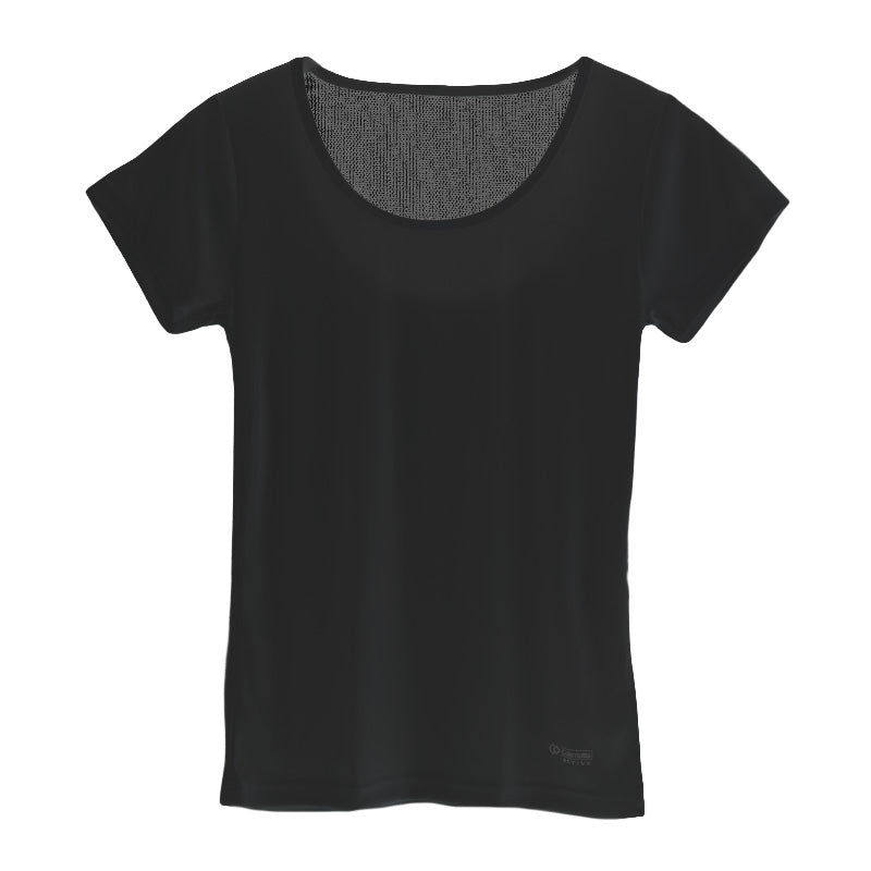 レディース インナー 3分袖 Uネック M L LL 遠赤外線 保温 あったか 発熱 冷え対策 温活 エナジーストーン 黒 白 冷え性 インナーシャツ レディース半袖 発熱素材 保温インナー 快適 暖かい