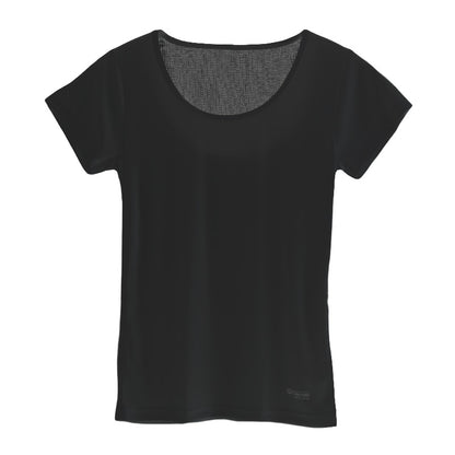 レディース インナー 3分袖 Uネック M L LL 遠赤外線 保温 あったか 発熱 冷え対策 温活 エナジーストーン 黒 白 冷え性 インナーシャツ レディース半袖 発熱素材 保温インナー 快適 暖かい