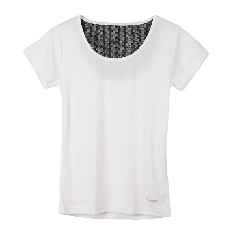 レディース インナー 3分袖 Uネック M L LL 遠赤外線 保温 あったか 発熱 冷え対策 温活 エナジーストーン 黒 白 冷え性 インナーシャツ レディース半袖 発熱素材 保温インナー 快適 暖かい