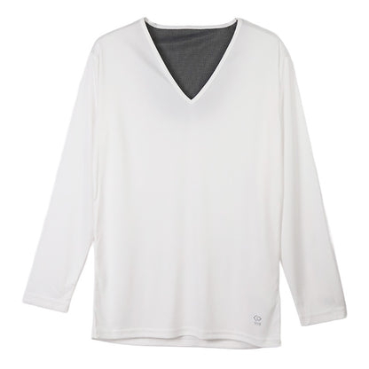 メンズ インナー 長袖 vネック M L LL 肌着 遠赤外線 保温 あったか 発熱 冷え対策 冷え取り 冷え防止 温活 エナジーストーン 黒 白 冷え性 インナーシャツ 発熱素材 保温インナー 快適 暖かい (在庫限り)