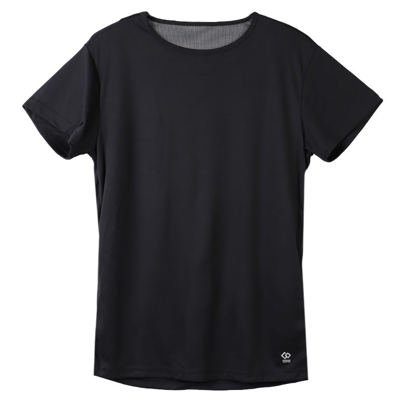 メンズ インナー 半袖 クルーネック 丸首 M L LL 肌着 遠赤外線 保温 あったか 発熱 冷え対策 冷え取り 冷え防止 温活 エナジーストーン 黒 ブラック 冷え性 インナーシャツ 発熱素材 保温インナー 快適 暖かい