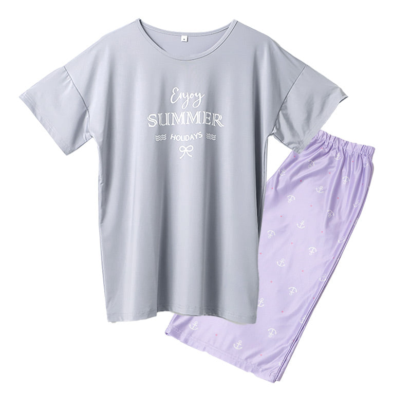 レディース ルームウェア 冷感 PCM 上下セット 半袖Tシャツ 半パンツ M L LL パジャマ 部屋着 夏 涼しい 接触冷感風 軽い 通気性 ストレッチ 動きやすい ひんやり 快適 セットアップ マリン柄 ヨット柄 夏用パジャマ おうち時間 ナイトウェア