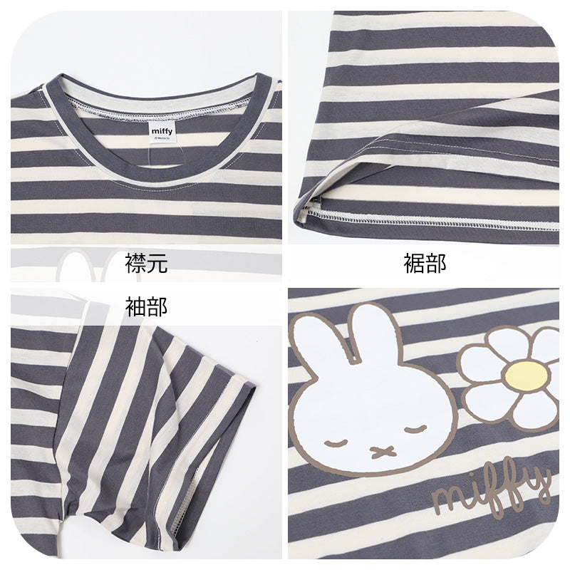 miffy ミッフィー レディース パジャマ ワンピース 半袖ワンピース 天竺 M L LL ルームウェア 部屋着 婦人 キャラクター ナイトウェア 寝巻き 春 夏 やわらか 綿混 かわいい ゆったり 快適 さらっと 軽い おしゃれ おうち時間 リラックスウェア