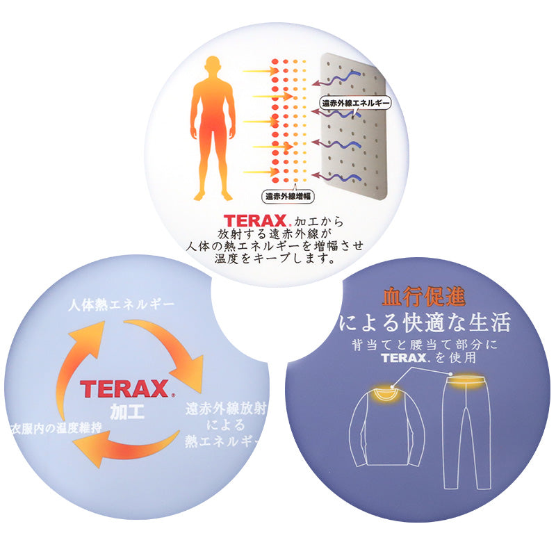 TERAX テラックス 遠赤外線 メンズ ルームウェア 上下セット 半袖 ハーフパンツ ストレッチメッシュ M L LL パジャマ 部屋着 紳士 通気性 背当て 腰当て ポケット付き 春 夏 秋 冷房対策 リラックスウェア ナイトウェア ゆったり リカバリー