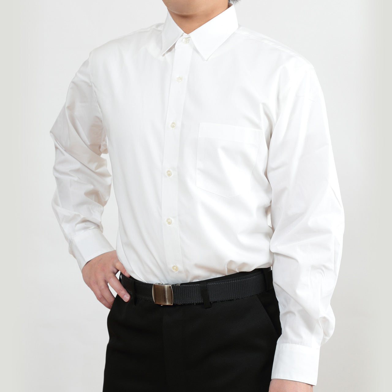 スクールシャツ 男子 長袖 大きいサイズ カッターシャツ ヒロミチナカノ S～3L (制服 学生 学生服 乳白色 ゆったり メンズ シャツ) (取寄せ)