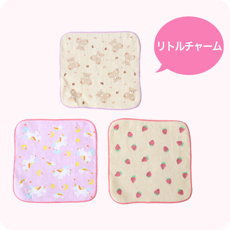 ハンドタオル ハンカチ 3枚組 柄違い キッズ 子供 保育園 幼稚園 小学生 小学校 約16×16cm プチハンドタオル ウォッシュタオル おしぼりタオル 3P 子供用タオル 入園 ネームタグ まとめ買い セット (在庫限り)