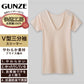 グンゼ 快適工房 婦人 半袖Vネックシャツ 2枚セット S～L (レディース 3分袖 スリーマー GUNZE 綿100％ V首 女性 下着 肌着 インナー 白 ベージュ やわらか 日本製 S M L) (在庫限り)
