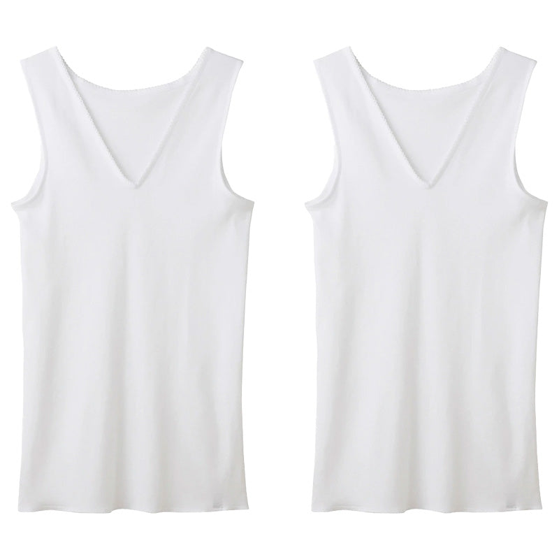 グンゼ 快適工房 婦人 Vネック ノースリーブシャツ 2枚セット 3L レディース スリーマー GUNZE 綿100％ V首 女性 下着 肌着 インナー 白 ベージュ やわらか 日本製 大きいサイズ (在庫限り)