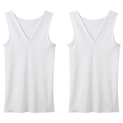 グンゼ 快適工房 婦人 Vネック ノースリーブシャツ 2枚セット 3L レディース スリーマー GUNZE 綿100％ V首 女性 下着 肌着 インナー 白 ベージュ やわらか 日本製 大きいサイズ (在庫限り)