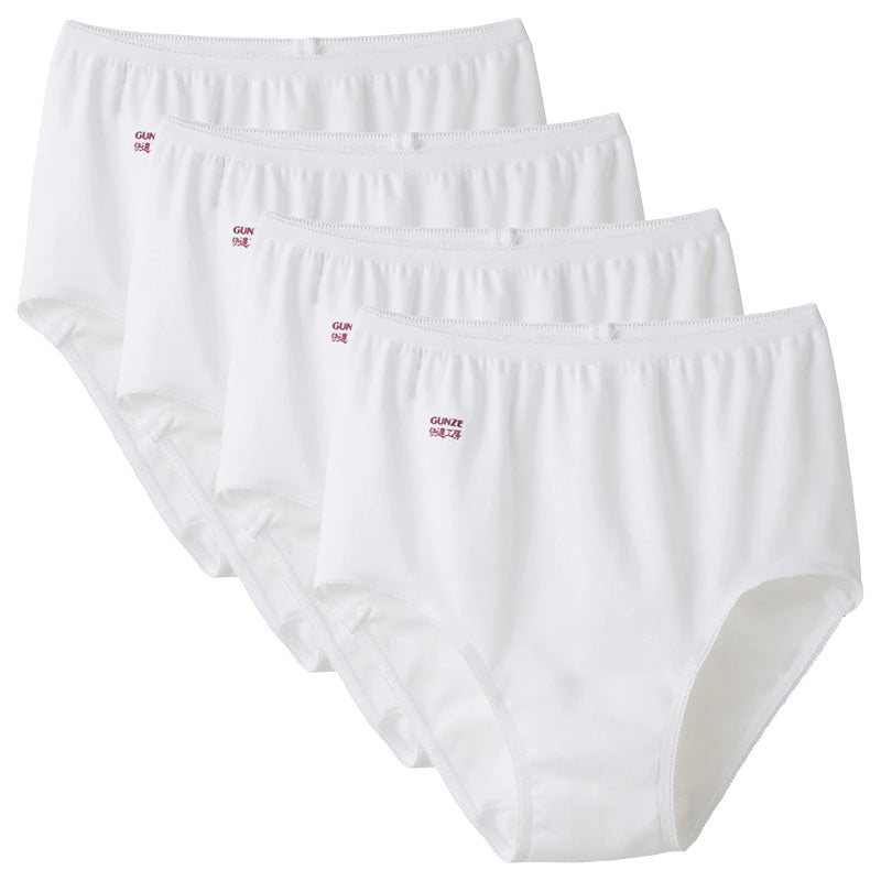 グンゼ 快適工房 婦人ショーツ 4枚セット S～L (レディース GUNZE 綿100％ コットン 女性 下着 肌着 パンツ インナー やわらか 日本製 白 ベージュ S M L) (在庫限り)