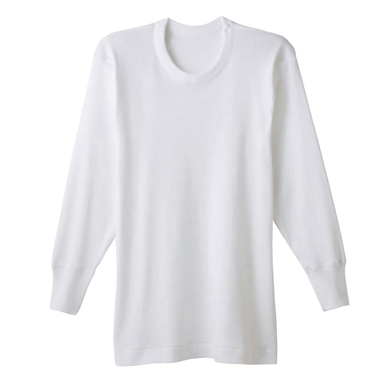 グンゼ 快適工房 紳士 あったか長袖丸首シャツ M・L (メンズ GUNZE 綿100％ コットン クルーネック 男性 下着 肌着 インナー 日本製 白 冬)