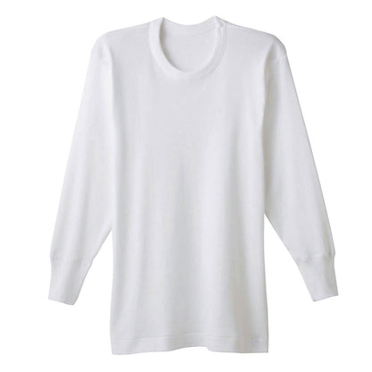 グンゼ 快適工房 紳士 あったか長袖丸首シャツ M・L (メンズ GUNZE 綿100％ コットン クルーネック 男性 下着 肌着 インナー 日本製 白 冬)