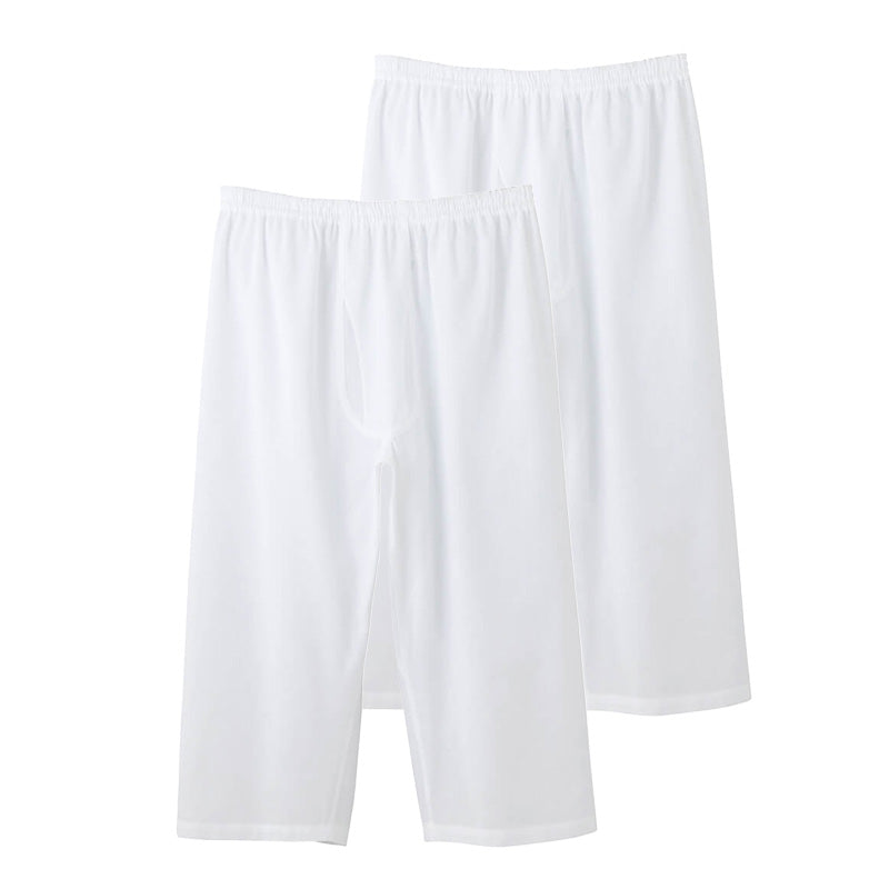 グンゼ 快適工房 紳士 クレープ ステテコ 2枚セット M・L (メンズ GUNZE 綿100％ 前開き コットン 男性 下着 肌着 パンツ ボトムス インナー 日本製 白 夏) (在庫限り)