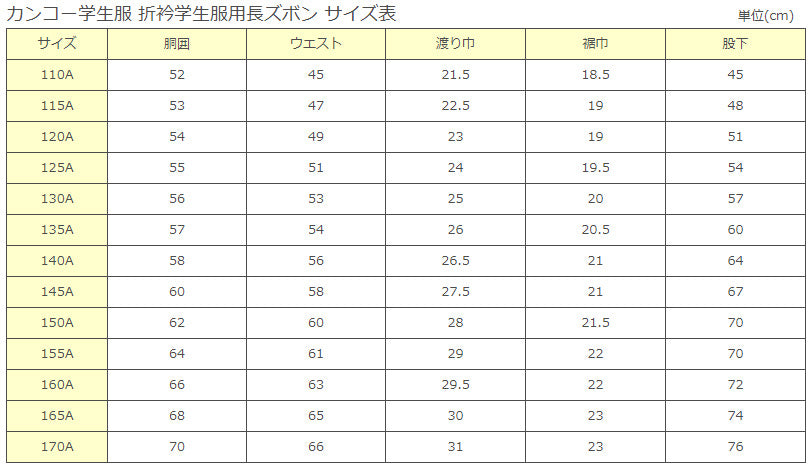 カンコー学生服 男子小学生 折衿学生服用長ズボン 110cmA～130cmA (カンコー kanko 丸洗いOK) (送料無料) (在庫限り)