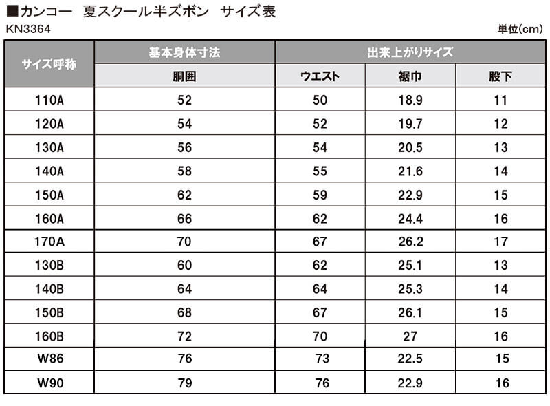 カンコー学生服 男子小学生 折衿学生服用サマー半ズボン 120cmA～170cmA (カンコー kanko 丸洗いOK) (取寄せ)