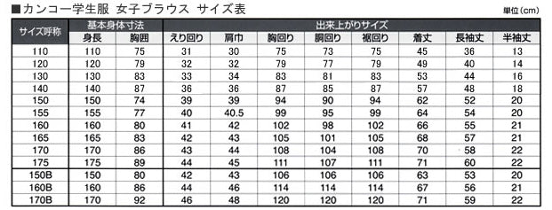 カンコー学生服 形態安定 女子 丸衿半袖ブラウス 110cmA～150cmA (カンコー kanko) (在庫限り)