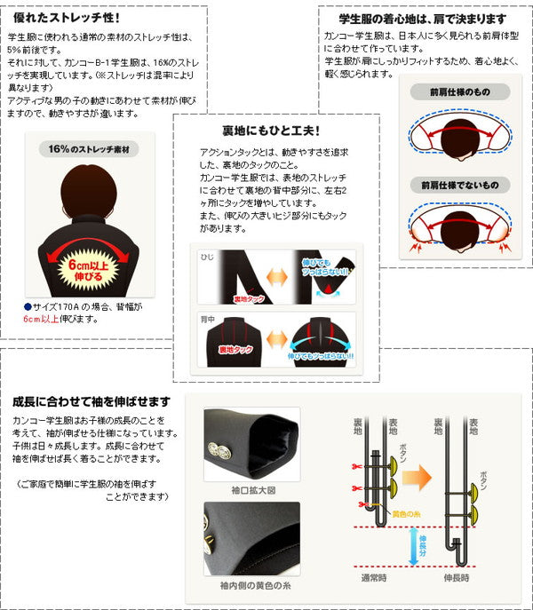 カンコー学生服 B-1 男子 学生服上着 レギュラーカラー 160cmA～175cmA (カンコー kanko) (送料無料) (在庫限り)