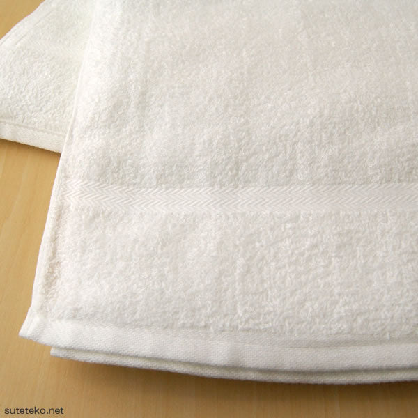 200匁 標準的な厚さ フェイスタオル 12枚組(34cm×85cm)(綿100% 白 無地 標準 総パイル)ON【タオル】 (取寄せ)