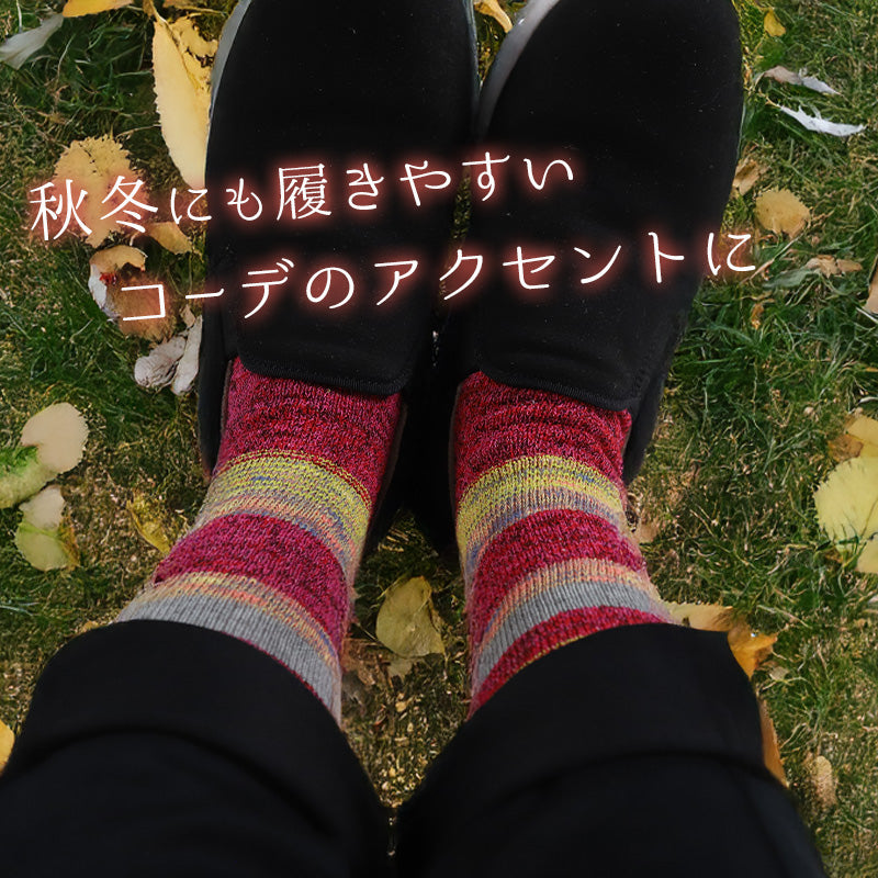 レディース ソックス 靴下 くつ下 女性用 日本製 カラフル ミックスカラー MIXカラー かわいい おしゃれ 普段使い 秋冬ソックス 22-25cm カジュアル SUZANHENGRI 22-25cm アウトレット 青 ブルー 緑 グリーン ピンク グレー 黒 ブラック 紫 パープル (在庫限り)