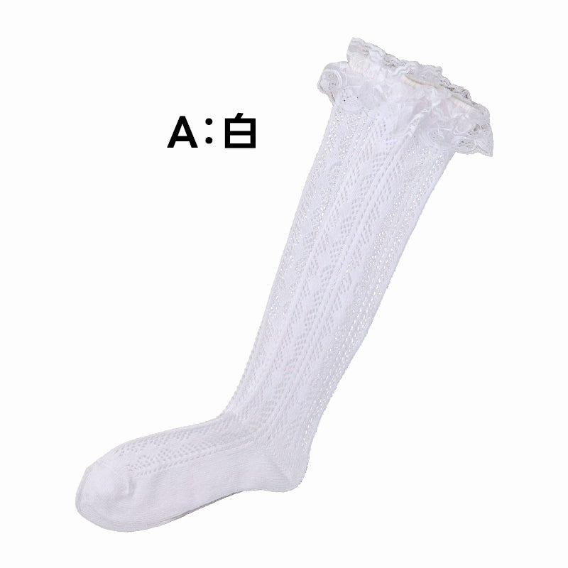 レースソックス ハイソックス レディース 靴下 レース付きソックス フォーマル 白 黒 22 23 24 cm ガールズ ジュニア 女の子 コスプレ ソックス おしゃれ かわいい 綿混 クラシカル ロリータ 結婚式 レース靴下
