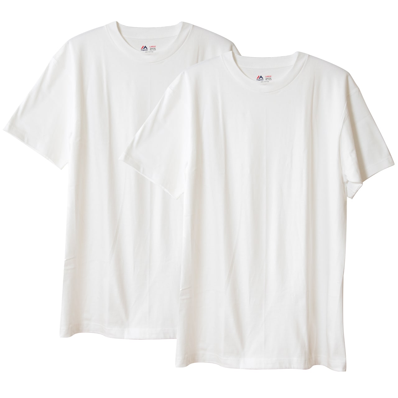 Tシャツ メンズ 半袖 インナー 綿 2枚組 S～XL (tシャツ 綿100% トップス シャツ クルーネック 無地 小さいサイズ) (在庫限り)