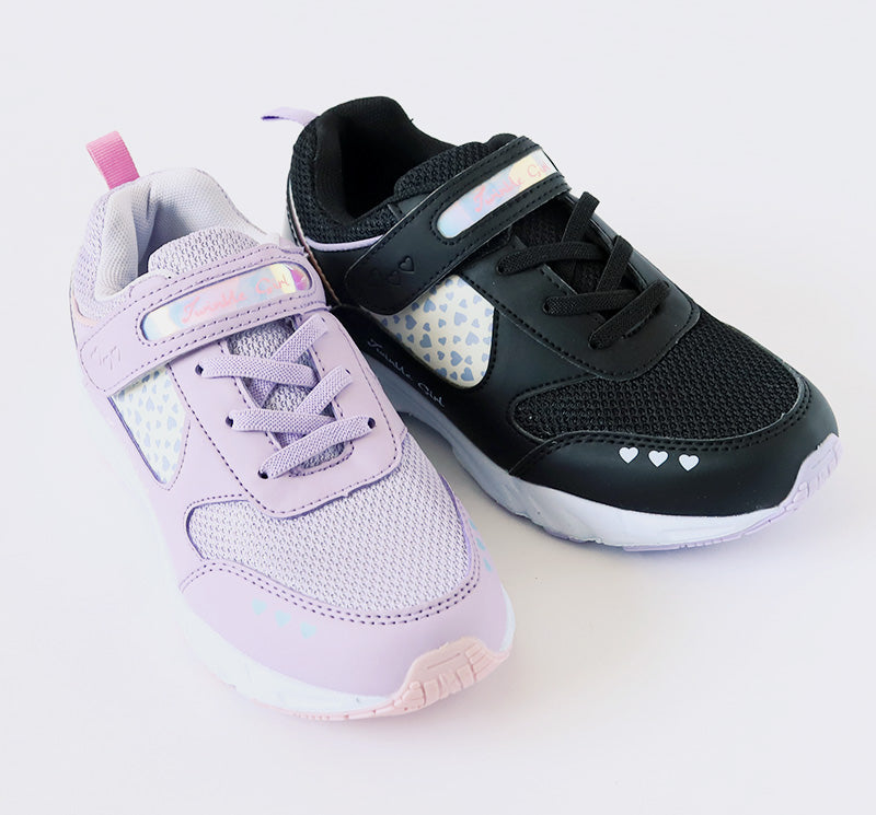 キッズ スニーカー 防水 女の子 子供 靴 シューズ ジュニア 女児 防水スニーカー マジックテープ 19cm～24cm 学校 小学生 中学生 女子 紫 黒 20cm 21cm 22cm 23cm (送料無料) (取寄せ)