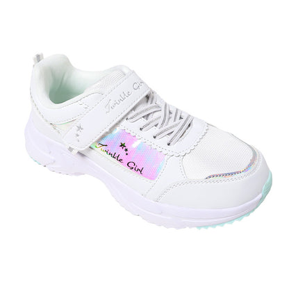 キッズ スニーカー 防水 女の子 子供 靴 シューズ ジュニア 女児 防水スニーカー マジックテープ 19cm～24cm 学校 小学生 中学生 女子 紫 黒 20cm 21cm 22cm 23cm (送料無料) (取寄せ)