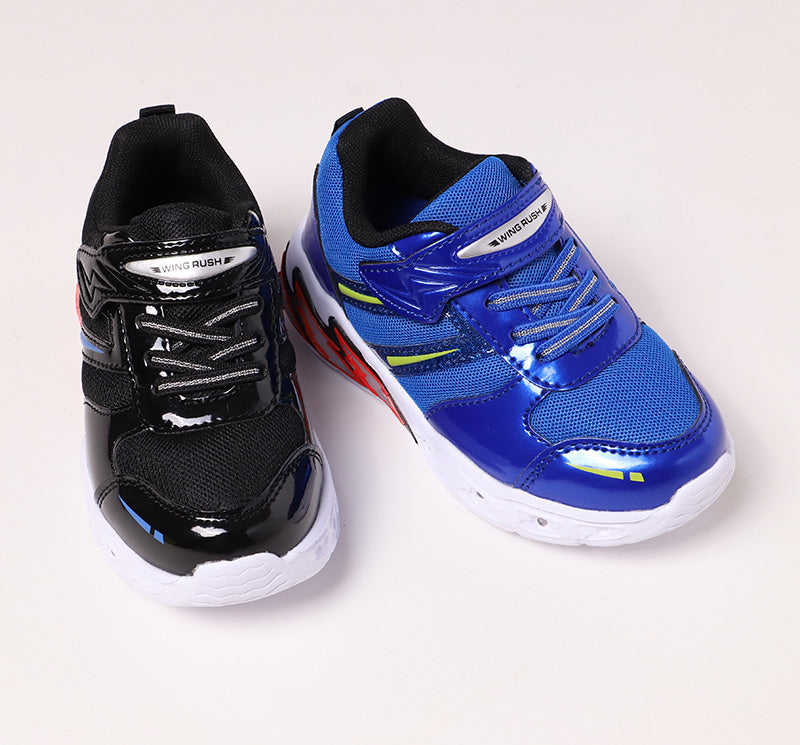 スニーカー キッズ 男の子 靴 子供 男児 子ども 光る 光るスニーカー 青 黒 16cm 17cm 18cm 19cm 通学 子供用 ジュニア 小学生 かっこいい (送料無料) (取寄せ)