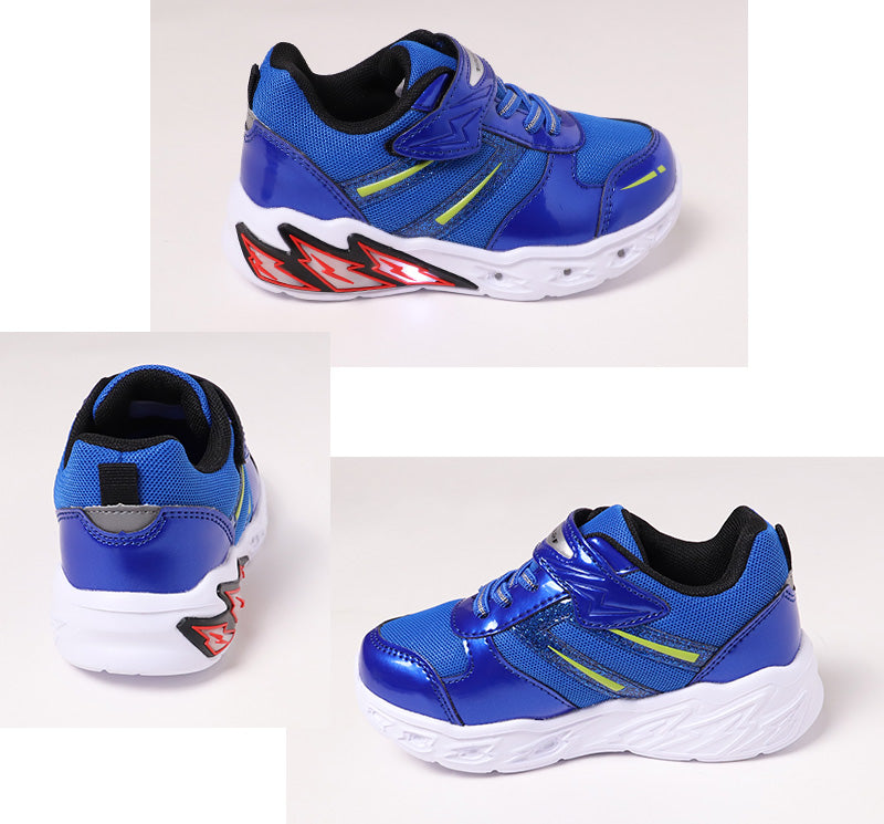 スニーカー キッズ 男の子 靴 子供 男児 子ども 光る 光るスニーカー 青 黒 16cm 17cm 18cm 19cm 通学 子供用 ジュニア 小学生 かっこいい (送料無料) (取寄せ)