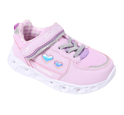 スニーカー キッズ 女の子 靴 子供 女児 子ども 光る 光るスニーカー むらさき ベージュ 16cm 17cm 18cm 19cm 通学 子供用 ジュニア 小学生 かわいい 光る靴 通学靴 登校 (送料無料) (取寄せ)