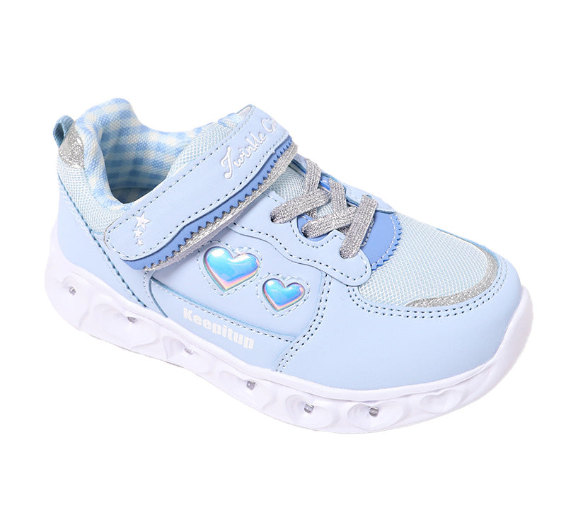 スニーカー キッズ 女の子 靴 子供 女児 子ども 光る 光るスニーカー むらさき ベージュ 16cm 17cm 18cm 19cm 通学 子供用 ジュニア 小学生 かわいい 光る靴 通学靴 登校 (送料無料) (取寄せ)