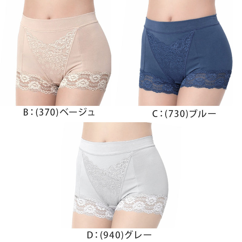 福助 満足 ガードルショーツ 1分丈 お腹 引き締め 綿混 やや深履き M～LL レディース 下着 補正 パンツ ボクサー 一分丈 ショーツガードル 補整 インナー お腹押さえ