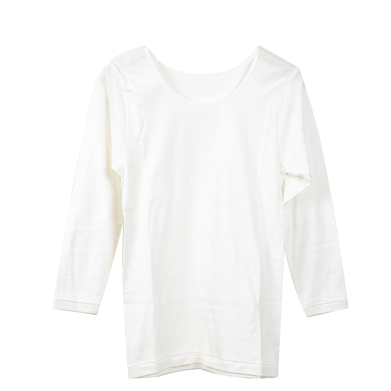 満足 綿100% インナー 長袖 レディース 8分袖シャツ M～LL 下着 コットン 綿 保湿 白 黒 無地 女性 婦人 肌着 8分袖 シンプル 福助