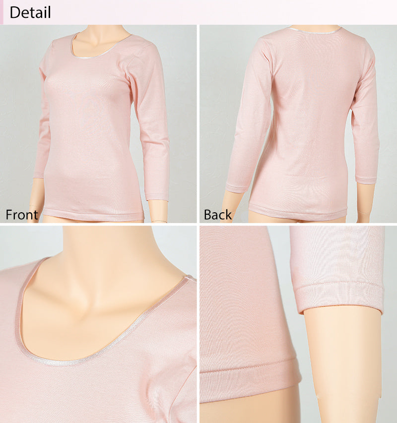 満足 綿100% インナー 長袖 レディース 8分袖シャツ M～LL 下着 コットン 綿 保湿 白 黒 無地 女性 婦人 肌着 8分袖 シンプル 福助