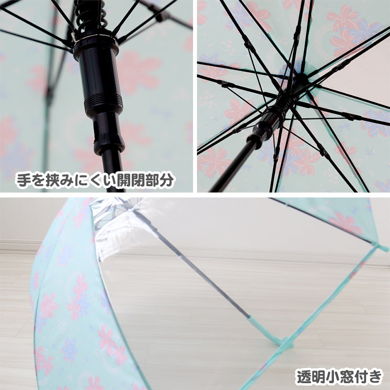 傘 子供用 キッズ 女の子 小学生 子供 かわいい 女子 55cm 58cm 女児 子供 ジュニア 軽量 花柄 雨具 丈夫 紫 おしゃれ スクール 小学校 学校