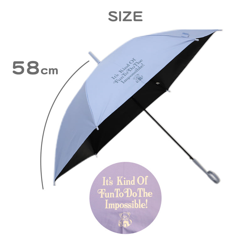 傘 子供 女の子 キッズ 長傘 晴雨兼用 日傘 雨傘 UVカット UPF50+ 58cm かわいい クマ柄 Lovetoxic ラブトキシック 軽量 ワンタッチ おしゃれ 小学生 通学 通園 ジュニア こども傘 紫外線対策 無地 ガールズ 名前タグ付き