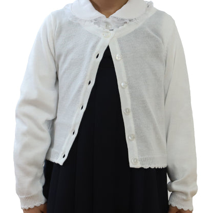 キッズ ニットカーディガン 薄手 フォーマル 女の子 100cm～130cm 入園 準備 入学 お受験 子供服 学校用 発表会 冠婚葬祭 女子 女児 スクール 100 110 120 130 (在庫限り)