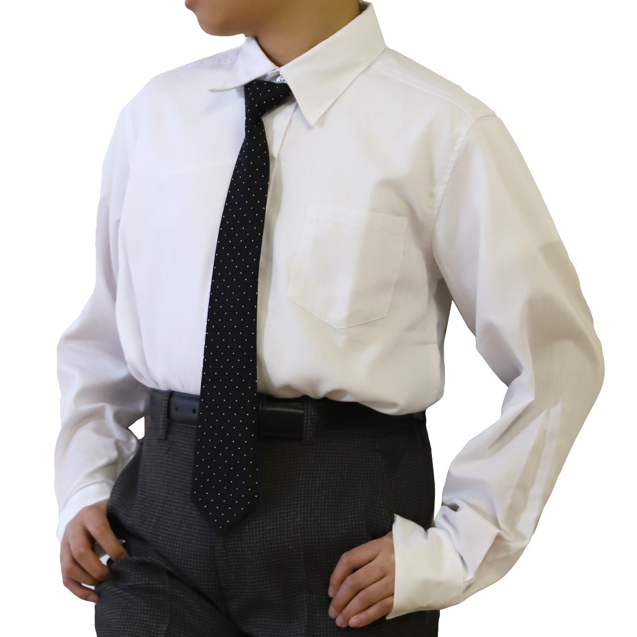 子供 男の子 長袖 シャツ フォーマル 制服 レギュラーカラー ネクタイ付き 140cm～170cm キッズ ジュニア 卒業式 入学式 慶事 発表会 スクール 小学生 子供服