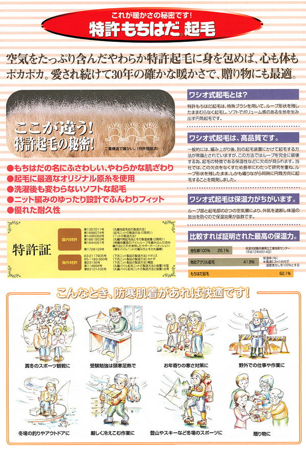 もちはだ サポーター 裏起毛 ひじ ひざ 保温 防寒 30cm丈 (厚手 厚地 冬 メンズ レディース 肘 膝 暖かい あったか 関節 冷え対策 敬老の日 ギフト)